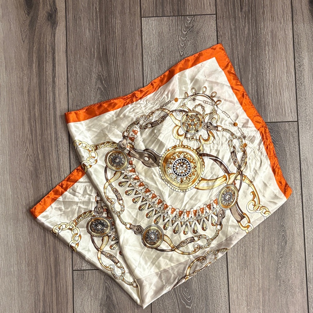 SHEIN Orange and Cream Scarf